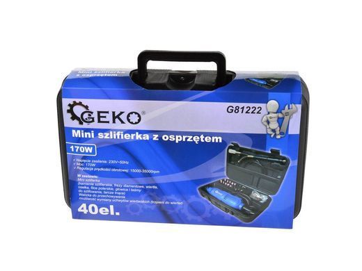 Прямая мини-шлифовальная машинка с аксессуарами 40 шт Geko G81222