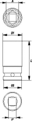 Ударная головка для гайковёрта под квадрат 1'' 27мм (длина 90мм) Yato YT-1175