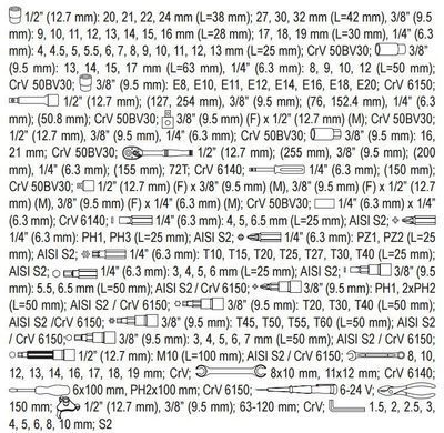 Yato НАБОР ИНСТРУМЕНТОВ 126elem. 1/2 / 3/8\" / 1/4 38875