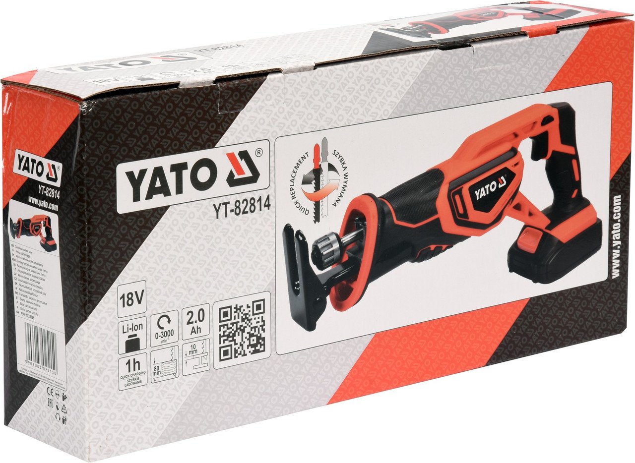 Сабельная пила аккумуляторная YATO 18V 2,0Ah Katron для дерева и металла