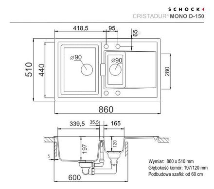 Кухонна мийка прихованого монтажу Schock Mono D-150