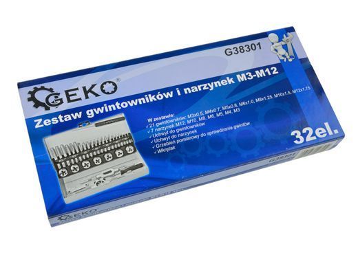 Комплект мітчиків та плашок M3-M12 32шт G38301