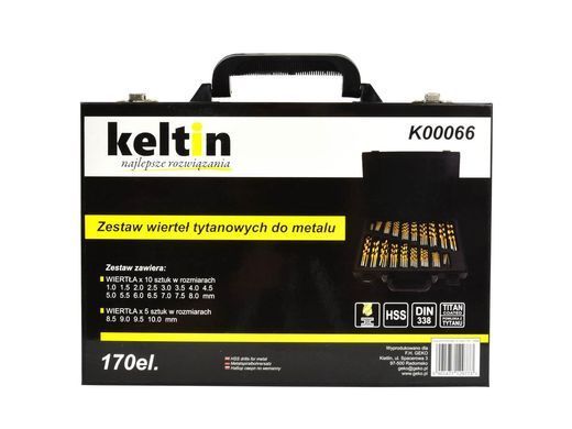 Набір титанових свердел по металу 170 ел Keltin K00066