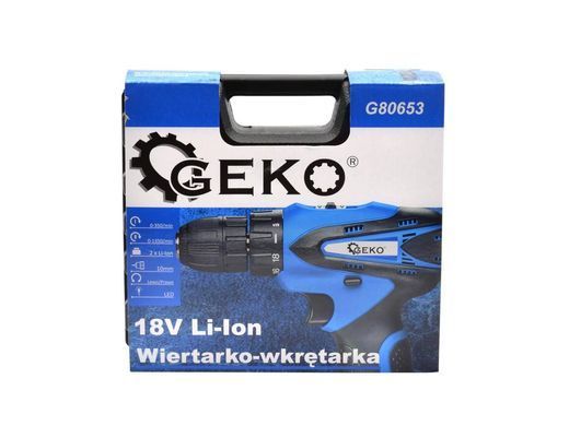 Дриль/шуруповерт 18 В Li-Ion 2xAKU Geko G80653