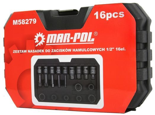 Набор головок для обслуживания тормозных суппортов 1/2" 16 шт Mar-Pol M58279