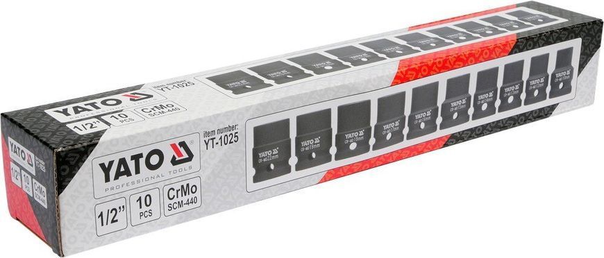 Головки торцеві ударні 1/2'' Yato YT-1025 для гайковерта