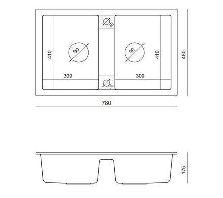 Кухонна мийка Quadron HDQ27848CZK Denzel 120 чорний - граніт, вбудовується в стільницю, сушарка