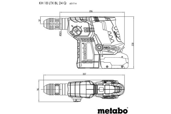 Акумуляторний безщітковий перфоратор Metabo KH 18 LTX BL 24 Q, 2 акб 4.0 Ah, з/в, в кейсі metaBOX 165 L