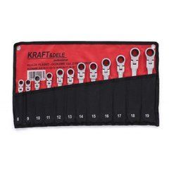 Накидные ключи с трещоткой с изгибом 12шт Kraft&Dele KD10947