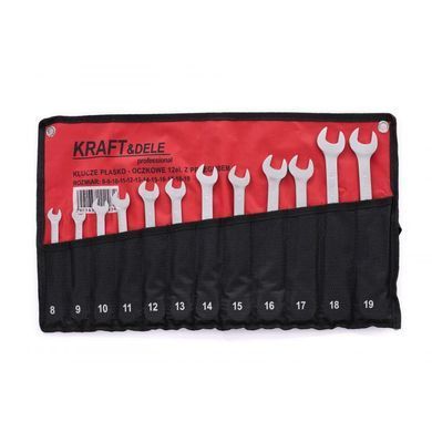 Накидные ключи с трещоткой с изгибом 12шт Kraft&Dele KD10947