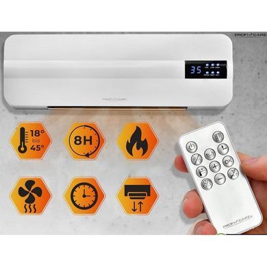 Настінний обігрівач тепловентилятор з пультом ProfiCare PC-HL 3116