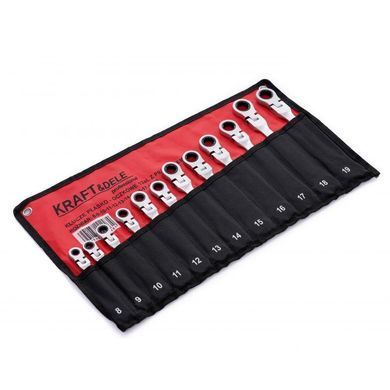Накидные ключи с трещоткой с изгибом 12шт Kraft&Dele KD10947