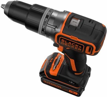 Дриль-шуруповерт акумуляторний безщітковий ударний BLACK&DECKER BL188KB