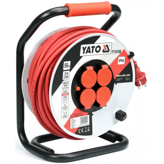 Удлинитель на катушке 50 м 3×2,5 мм² с заземлением Yato YT-8108